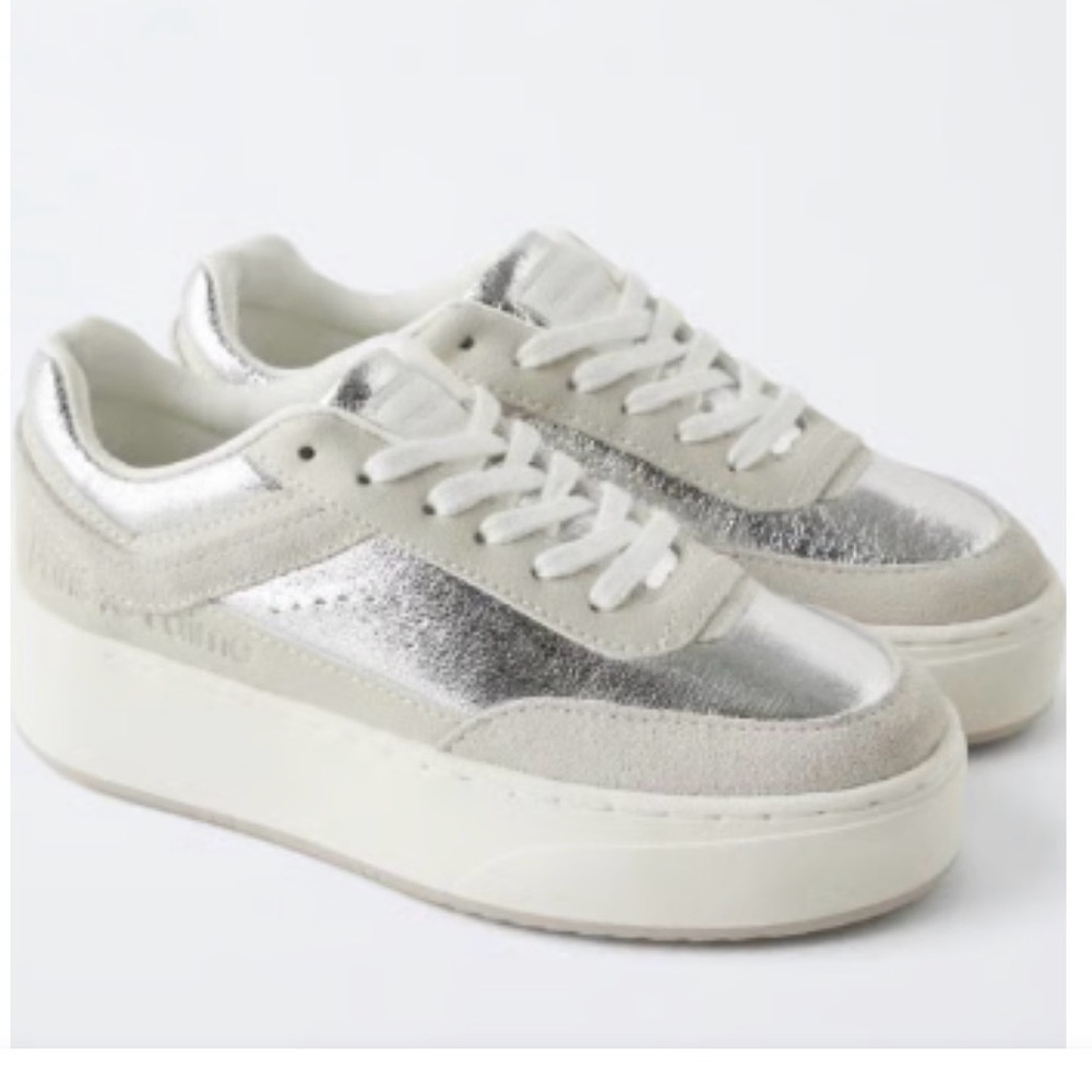 Zara Silver and White Women's/ big girls Sneakers